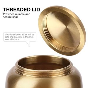 Vintage Brass <b>Keepsake</b> <b>Memorial</b> Urn Funeral Ash Container Crafted With Artistic Matte Texture And Elegant Detailing - Product Image 1