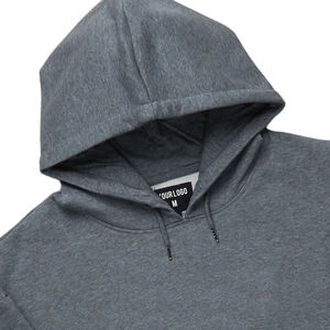 Customized Grey Hooded Sweatshirt Joggers <b>Set</b> Unisex Loose Fit Full Length Fleece Tracksuit Heat Transfer Printing Casual Wear - Product Image 3