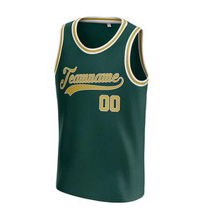 Maillot de basket personnalisé pour homme - Nom et numéro personnalisés - Uniforme d'équipe respirant en maille à manches courtes - Design vert et or - Product Image 2