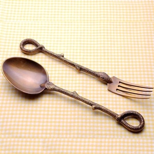 Couverts en métal cuillère et fourchette couverts en acier inoxydable plaqué or service à salade ou cuillère Gadgets de cuisine de qualité supérieure ensemble de couverts - Product Image 4