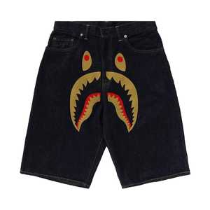 <b>Men</b> <b>Black</b> Denim Bermuda <b>Shorts</b> High Waist Patchwork Character Design Front Logo Casual Style 100% Cotton Quick-Dry Breathable - Product Image 6