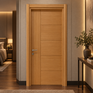 Porte intérieure moderne minimaliste en bois massif Golden Aero avec rainures pour chambre, villa, appartement, ouverture manuelle, surface finie GA-05L - Product Image 5