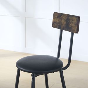 Set Tavolo e Sgabelli da Bar Rotondi Marrone Rustico con Schienale 24.17"W X 24.17"D X 36.02"H, Tavolo da Bar Rotondo Imbottito con Ripiano - Product Image 4