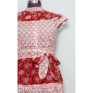 Robe longue d'été pour femme 100 % coton à imprimé floral, écologique, élégante pour les fêtes, décontractée pour le quotidien, avec boutons décoratifs, naturelle - Product Image 4