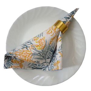 Lot de 4 serviettes de table en coton imprimées à la main, style pastoral, 45x45 cm, lavables en machine, décoration de table - Product Image 3