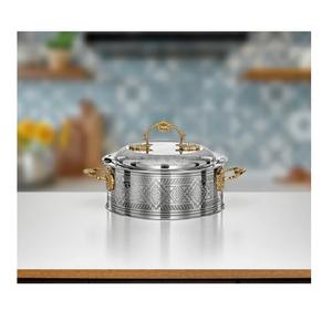 Plat de service rond élégant en acier inoxydable argenté, avec couvercle, idéal pour les réceptions, mariages et la décoration intérieure – Vente chaude - Product Image 4