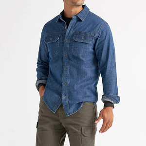 Camisa de Mezclilla Casual de Estilo Occidental para Hombre, con Bolsillos, Transpirable, Antiarrugas, Mangas Largas, Cuello Alto Vaquero, Invierno, 100% Algodón - Product Image 3