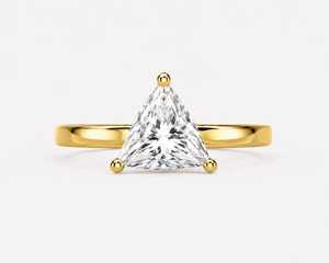 Anillo Moderno con Diamante Cultivado en Laboratorio de Corte Triangular de 1.00CT, Oro Sólido de 18K, Joyería Fina, Regalo para Enamorados - Product Image 1