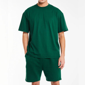 Ensemble deux pièces personnalisé pour hommes, couleur unie, t-shirt à manches courtes et short fin pour l'été, idéal pour le fitness - Product Image 1