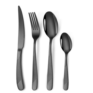 Ensemble de couverts modernes en métal noir mat, finition miroir haute brillance, passe au lave-vaisselle, couverts de mariage - Product Image 2