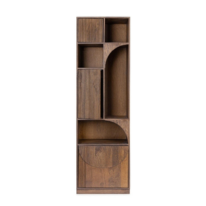 Étagère bibliothèque moderne en bois avec design incurvé, meuble de rangement autoportant pour salon et bureau à domicile - Product Image 6
