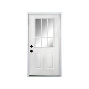 36X80 Roble Blanco Grano De Madera Knock-Down Door 4-9/16 In. Marco de vinilo para puerta delantera de entrada de fibra de vidrio imprimado de 9 Lite Low-E para - Product Image 1