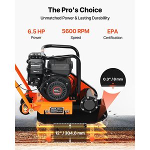 Compacteur à plaque vibrant à moteur thermique 6,5 CV 196 cm³, 5600 VPM, force de compactage de 2360 lb, plaque de 20,1 x 15 po - Product Image 4