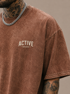 Camiseta Oversize de Algodón Active Squad para Hombre, Estilo Urbano, Manga Corta, Cuello Redondo, Estampado de Letras, Ajuste Jersey, Venta al por Mayor - Product Image 6