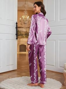 Conjunto de pantalones cortos de pijama de satén de seda suave para mujer, top de manga corta, ropa de dormir ligera y cómoda, conjunto para estar en casa - Product Image 2