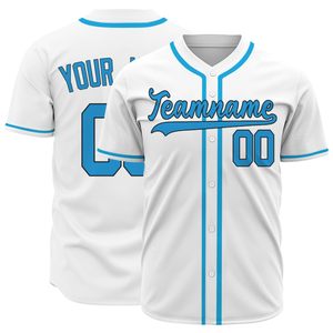 Maillot de baseball personnalisé blanc et bleu ciel, fabricant OEM ODM, uniforme d'équipe sublimé à séchage rapide, usine - Product Image 1