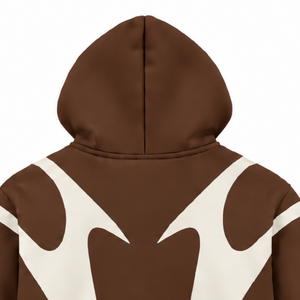 Chocolate Brown Contrast Panel <b>Zip</b> Up <b>Hoodie</b> Men Streetwear Full Zipper Long Sleeve Casual Fleece Hooded Jacket With <b>Pockets</b> - Product Image 4