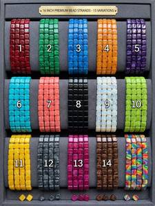 Wholesale Mixed Resin Beads <b>Set</b> | Leaf Tribal <b>Square</b> Heart Beads | Bulk Colorful Jewelry Making Beads Strands in Box - Product Image 3