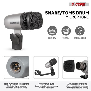 Kit de Micrófonos de Batería de 5 Núcleos, 7 Piezas, Micrófonos de Batería Totalmente Metálicos, Tom/Snare y Platillos, Juego de Micrófonos con Cable para Instrumentos de Percusión - Product Image 3
