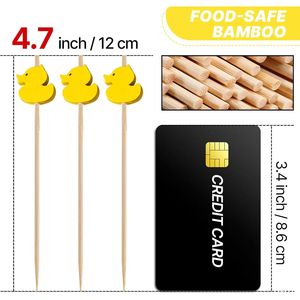 Stuzzicadenti Artigianali in Bambù a Forma di Anatra Gialla Naturale, Confezione da 100 Pezzi - Product Image 2