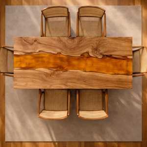 Modern Furniture Latest Collection Solid Live Edge Wooden Dining <b>Table</b> Transparent <b>Epoxy</b> Resin Restaurant & Cafe Dining <b>Table</b> - Product Image 2