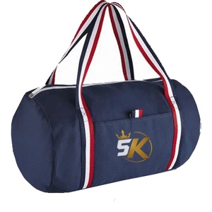 5 Sports Gym Duffel <b>Bag</b> <b>Navy</b> Blue with Red White Stripes Zipper Closure Unisex Casual Fitness <b>Bag</b> 30-40L Capacity - Product Image 1