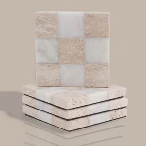 Decorative Handmade Travertine Coaster Set For Luxury Living Room Coffee <b>Table</b> And Dining Space Styling - Product Image 1