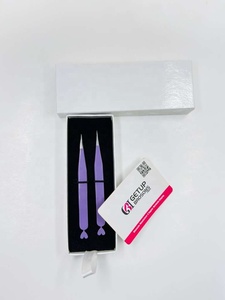 Pince à épiler professionnelle en acier inoxydable violet motif Tigre Floral, pointue, argentée, avec logo personnalisé, écologique et légère - Product Image 2
