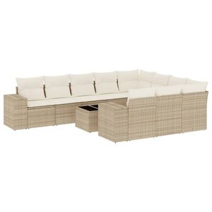 Conjunto de Sofá de Jardín Grande de Ratán PE Resistente a los Rayos UV en Color Beige, Muebles de Exterior Hechos con Materiales Duraderos - Product Image 2