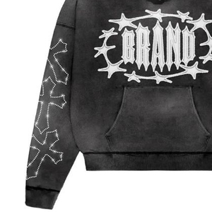 High Quality New <b>Pullover</b> <b>Men</b> Hoodies Custom Rhinestone Embroidered 100% Cotton Designer Transfers Design Oversized <b>Men</b> Hoodies - Product Image 3