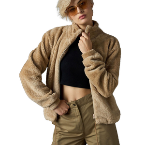 Women Sherpa fleece Faux <b>Fur</b> Wool Coat Breathable Warm Plush Casual hooded zipper collar Jacket snow wear comfy button closure - Product Image 1