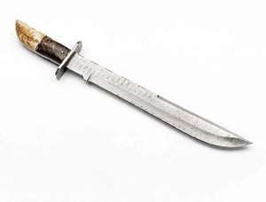 Handcrafted Patterned Steel Long-Profile <b>Craft</b> <b>Tool</b> Stag & Wood Handle Executive Display Piece - Product Image 1