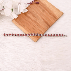 High Quality 925 Sterling Silver <b>Garnet</b> & CZ Tennis <b>Bracelet</b> Luxury Gemstone Jewelry for Unisex - Product Image 2