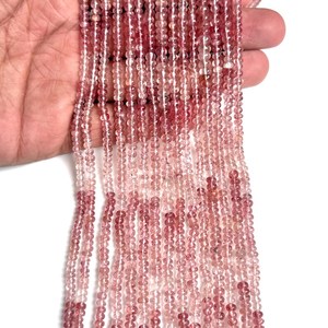 Natural Pink <b>Strawberry</b> Quartz Beads Strand AAA <b>Strawberry</b> Quartz Rondelle Beads 4.5-5mm Genuine Rondelle Gemstone Beads 13 Inch - Product Image 2