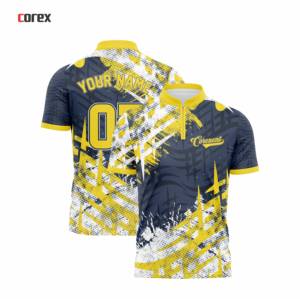 เสื้อโบว์ลิ่งสีเหลืองสดใสแบบมีซิป พิมพ์ชื่อทีมและหมายเลขด้วยความร้อน ระบายอากาศได้ดี ผลิตจากโพลีเอสเตอร์ รับผลิตตามแบบ (ODM) แห้งเร็ว เหมาะสำหรับกีฬา - Product Image 3