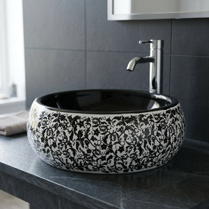 Lavabo de cerámica plateada de lujo, moderno y artístico, para decoración de baños de hoteles y villas. - Product Image 6