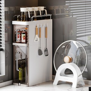 Estante para Especias Minimalista de MDF Blanco con Estantes Ajustables, Ecológico, Duradero, Moderno, Organizador de Cocina - Product Image 1
