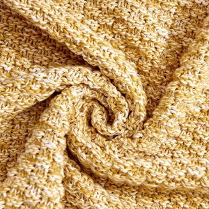 Gold 100% Cotton <b>Knitted</b> <b>Throw</b> Blanket Soft Cozy Couch Blanket with 2.5lb Heavy Weight Machine Washable Includes Laundry Bag - Product Image 3
