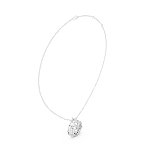 Exquis argent rond coupe pendentif colliers élégant zircon cubique CZ collier femmes mariée dame - Product Image 2