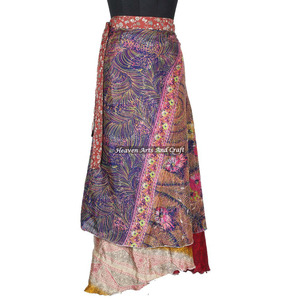 New Fashion Arrival Silk Long <b>Wrap</b> <b>Skirt</b> Maxi Boho Vintage Magic Dress 2 Layer Reversible Magic Silk Saris <b>Wrap</b> Long <b>Skirt</b> - Product Image 2
