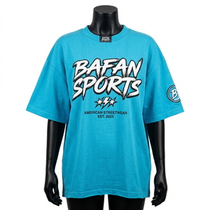 Camiseta Extra Grande Premium para Mujer, 250 GSM, Algodón Grueso, Jersey Azul, Hombros Caídos, Estampado Gráfico - Product Image 4