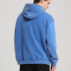 Sweat à capuche pour homme en coton molletonné 100% avec finition délavée distinctive, respirant, écologique, coupe classique, moderne - Product Image 2