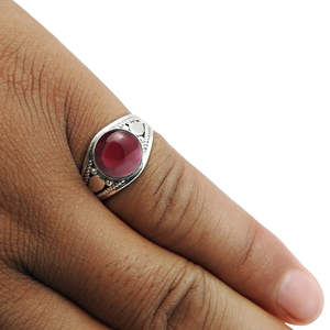 Elegant 925 Sterling <b>Silver</b> Classic <b>Ring</b> Featuring Brilliant Round Cut <b>Garnet</b> Gemstone IGI Certified Handcrafted Bohemian <b>Ring</b> - Product Image 2