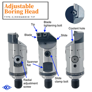 Cabezal de Mandrinado Ajustable Japonés de Alta Precisión, Cabezal de Mandrinado para Desbaste y Acabado, Diámetro 60-86, Punta Romboidal, Alta Rigidez, Sujeción HSK-A63 - Product Image 4