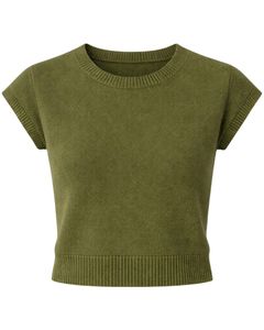 Suéter de Punto sin Mangas para Mujer, Color Verde Oliva, Personalizado, Suave y Ligero, Cuello Redondo, Informal, Chaleco de Verano, Elegante y Moderno - Product Image 1