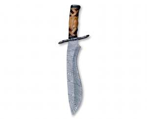 Handcrafted Patterned Steel Curved-Profile <b>Craft</b> Tool Mosaic Wood Handle Executive Display Piece - Product Image 1