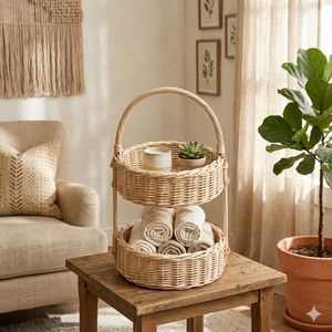 Cesta de Ratán Apilada Hecha a Mano - Product Image 4