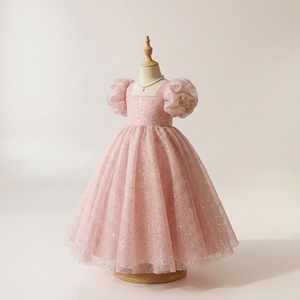 Vestido de niña con flores y purpurina rosa de la colección Tutupetti Lumirelle, vestido de princesa con mangas abullonadas para fiesta de cumpleaños, fabricante OEM ODM - Product Image 2