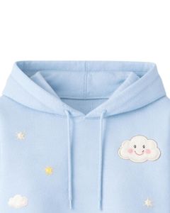 <b>Women</b> Light <b>Blue</b> Crop <b>Hoodie</b> Shorts Set Cute Cloud Print Casual Two Piece Outfit Cotton Fleece Lounge Wear Custom Wholesale - Product Image 6
