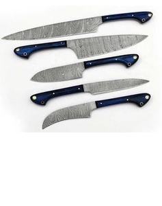 Vente directe d'usine, ensemble de couteaux de cuisine personnalisés, lames en acier Damas de haute qualité, manches en bois Pakka, couteau de chef écologique - Product Image 3